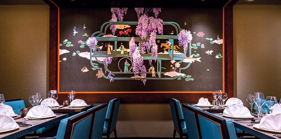 Admire the beautiful artwork that adorns the restaurant